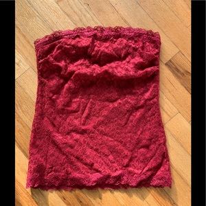 Red lace tube top